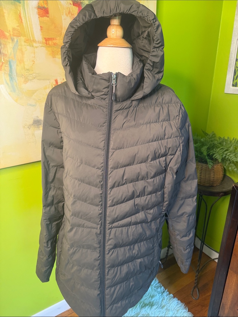 32 Degrees Hooded Quilted Puffer Coat - Gray
